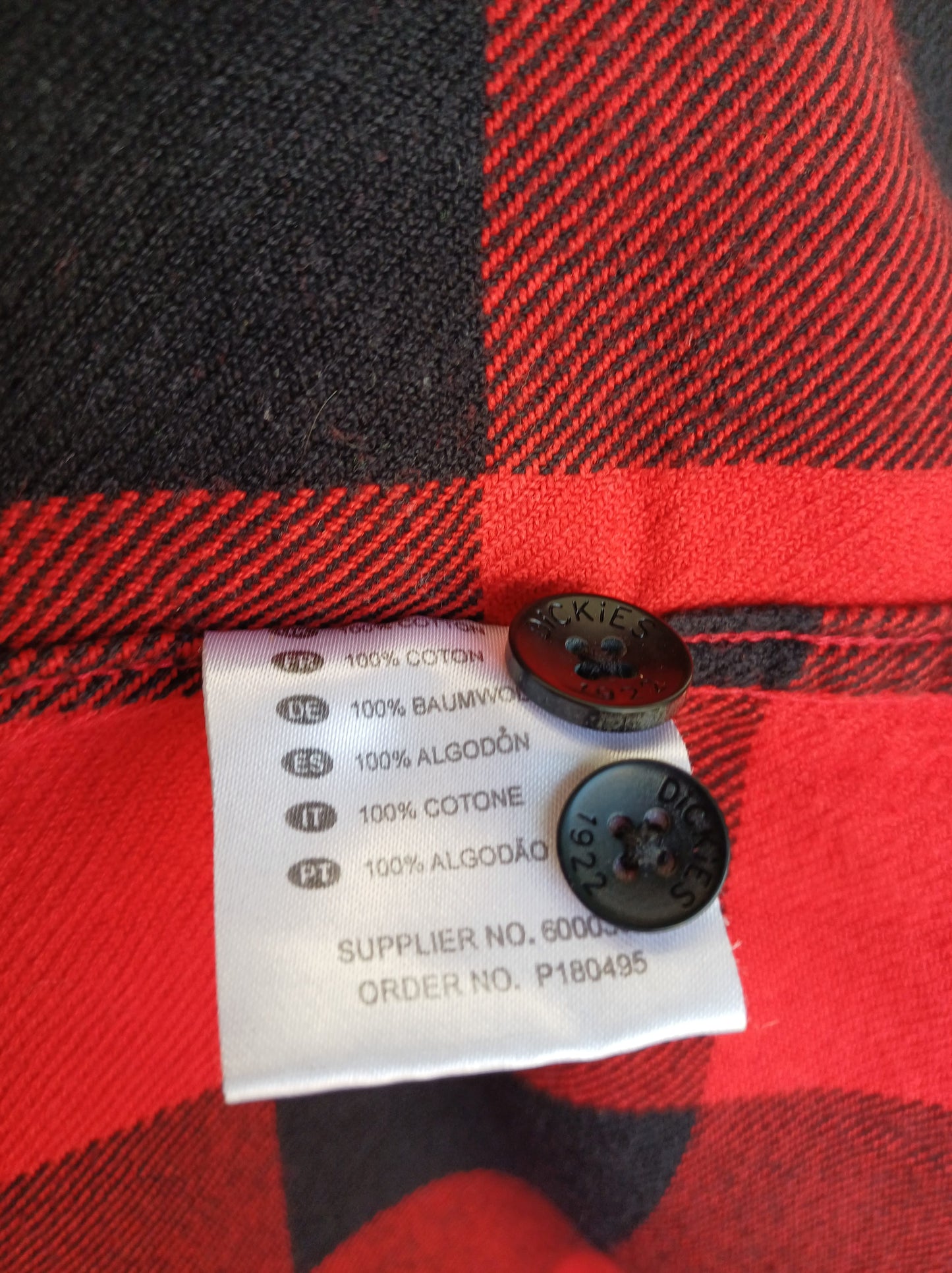 Dickies Plaid Cotton Button Up Flannel Shirt Mens M