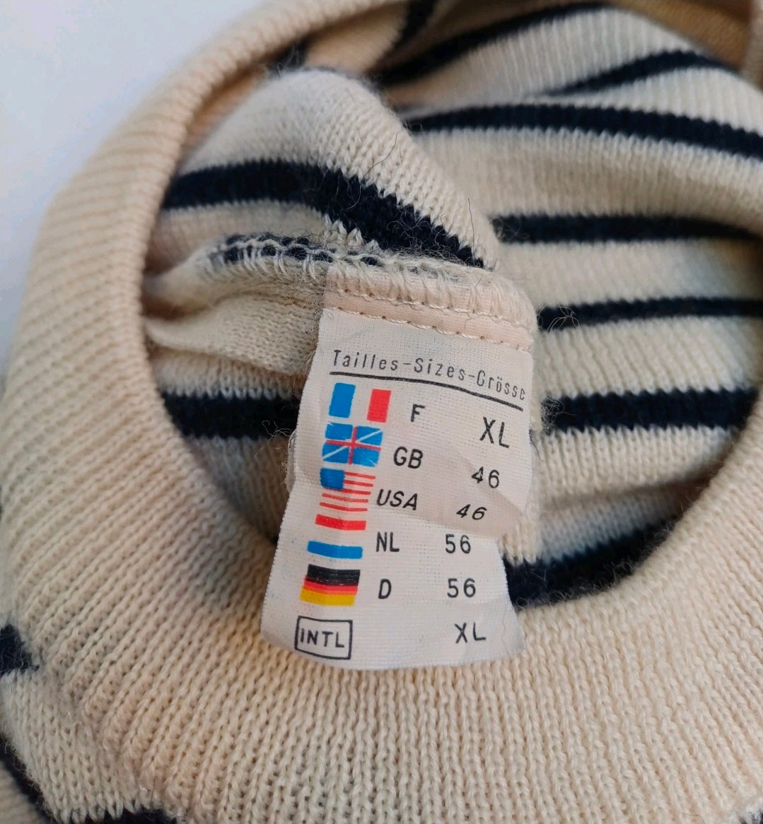 Saint James Wool Shoulder Button Pullover Sweater Striped Jumper Size 56/Mens XL