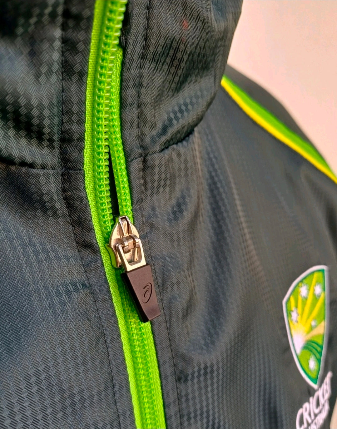 Australia Cricket Asics Zip Fleece Lining Training Top Jacket Coat Mens XL