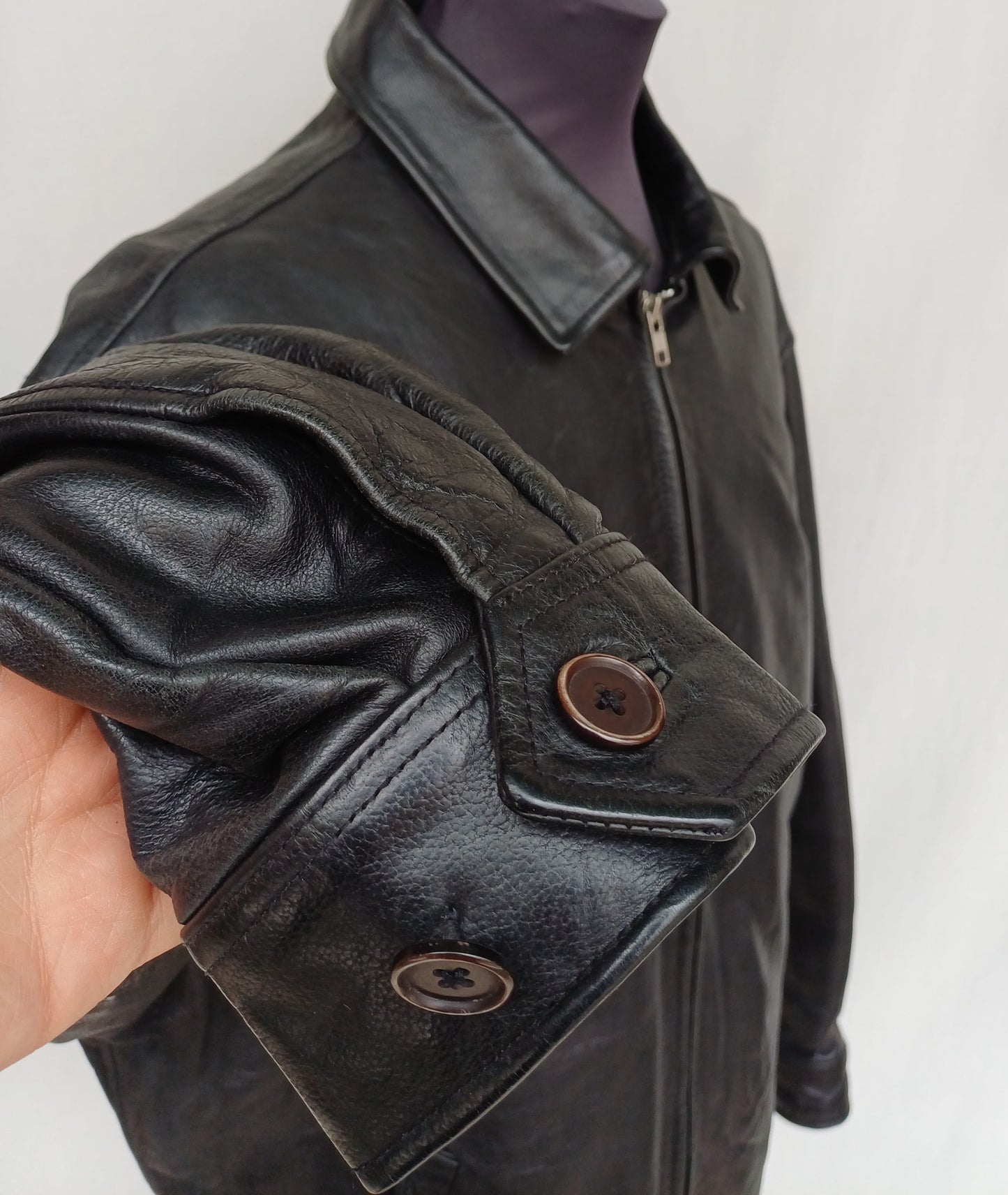 Vintage GAP Padded Quilted Lining Leather Jacket Mens L