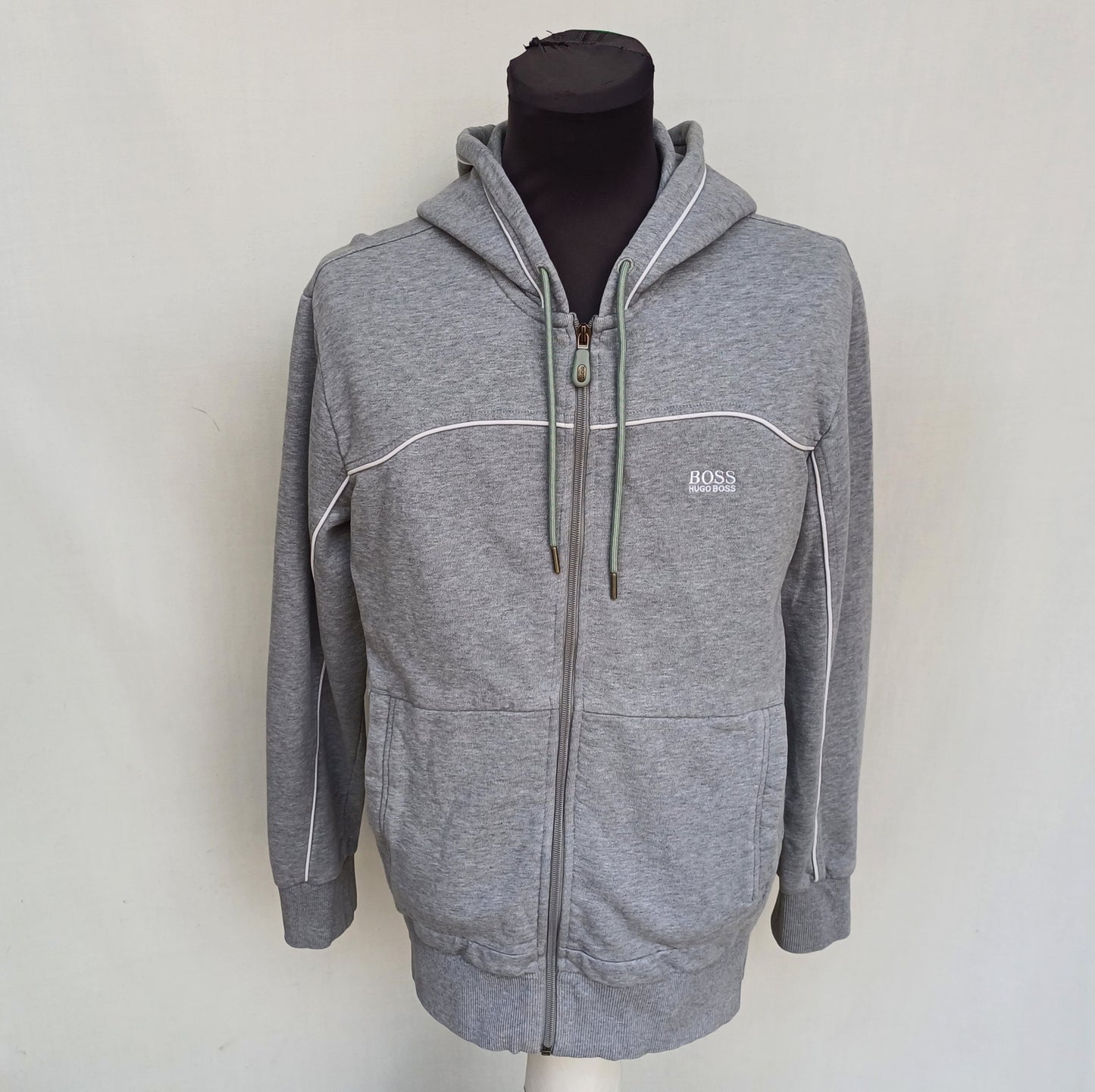 Hugo Boss Zip Cotton Pullover Hoodie Mens L/Fits M