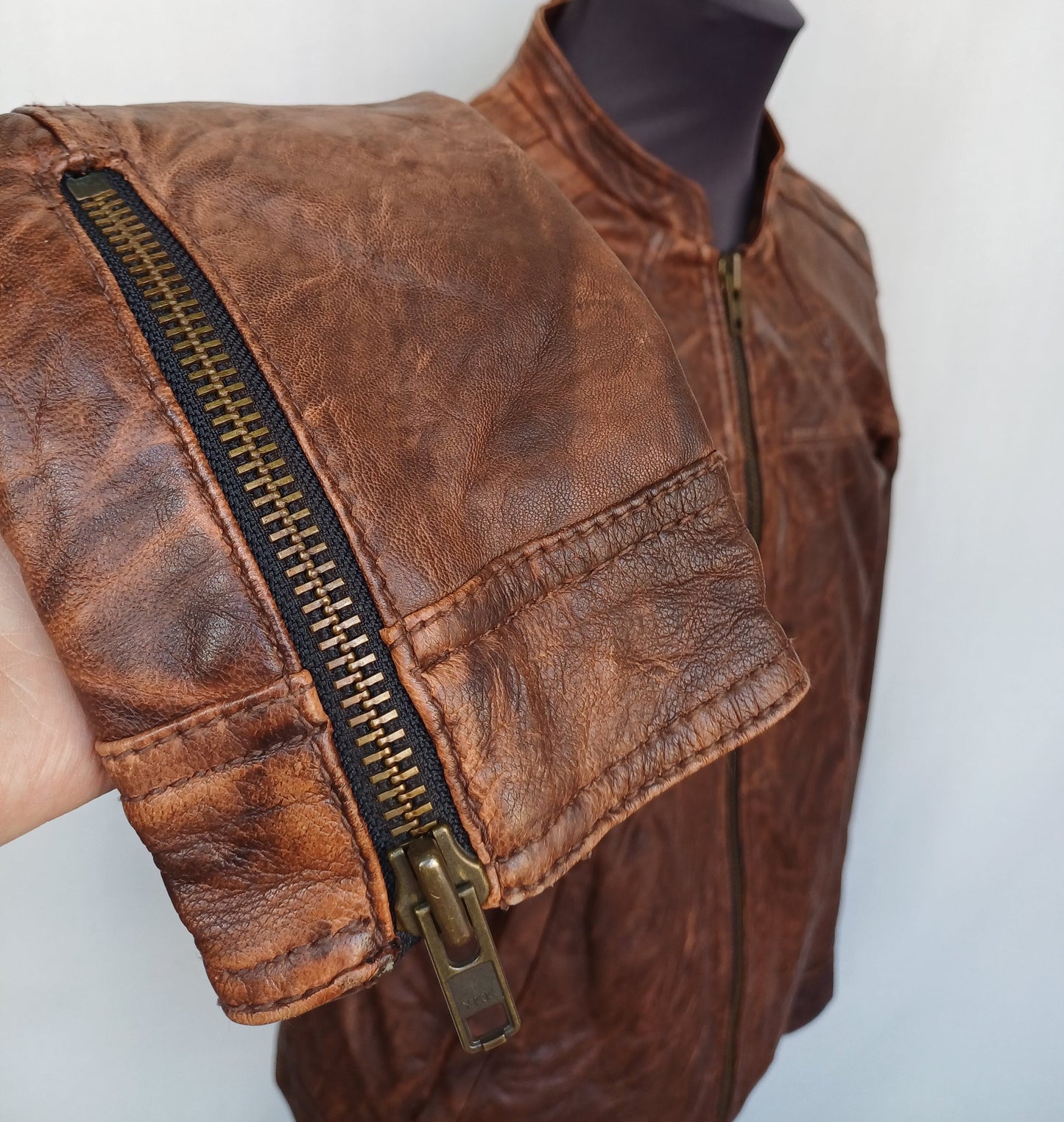 H&M Motorcycle Style Real Leather Jacket Size 48/Mens S