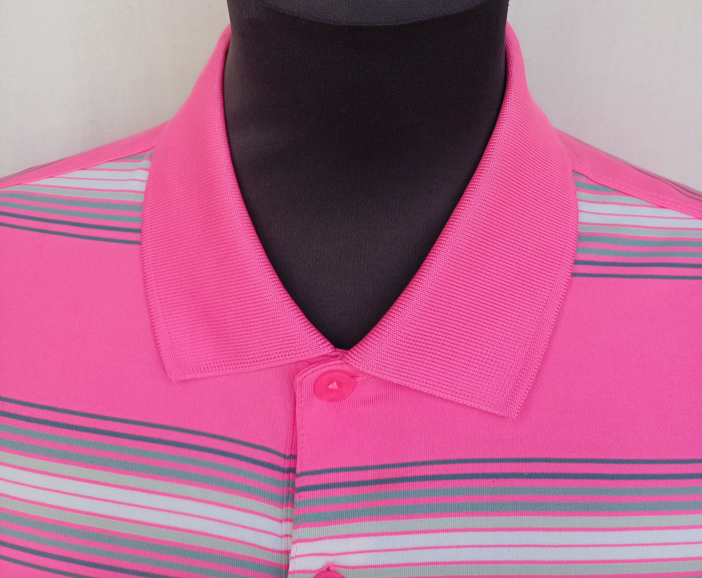 Nike Dri-Fit Button Striped Golf Performance Polo Shirt Mens M