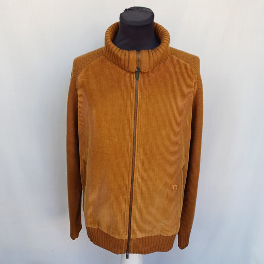 Burberry London Corduroy Wool/Acrylic Zip Cardigan Size 8/Mens XL