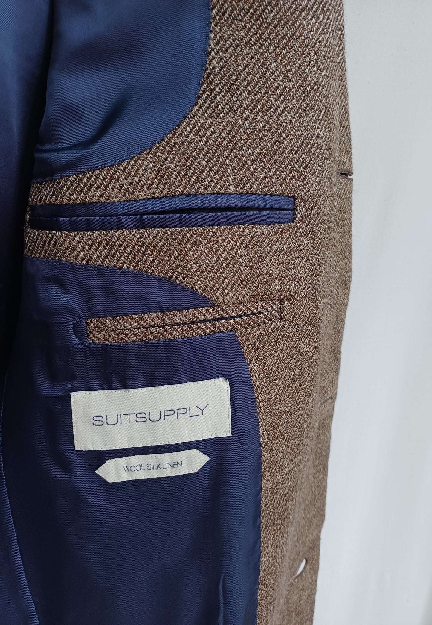 Suitsupply E.Thomas Vincenza Mens Wool/Silk/Linen Button Overcoat EU 48/US 38
