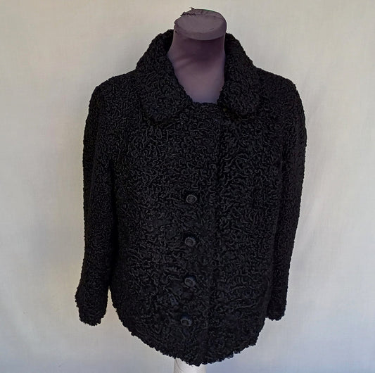 Vintage Bukhara Karakul USSR Womens Real Persian Fur Jacket Size L