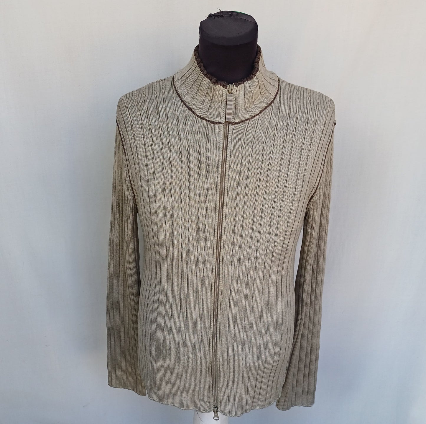 Vintage Armani Jeans Wool/Acrylic Full Zip Cardigan Sweater Mens L