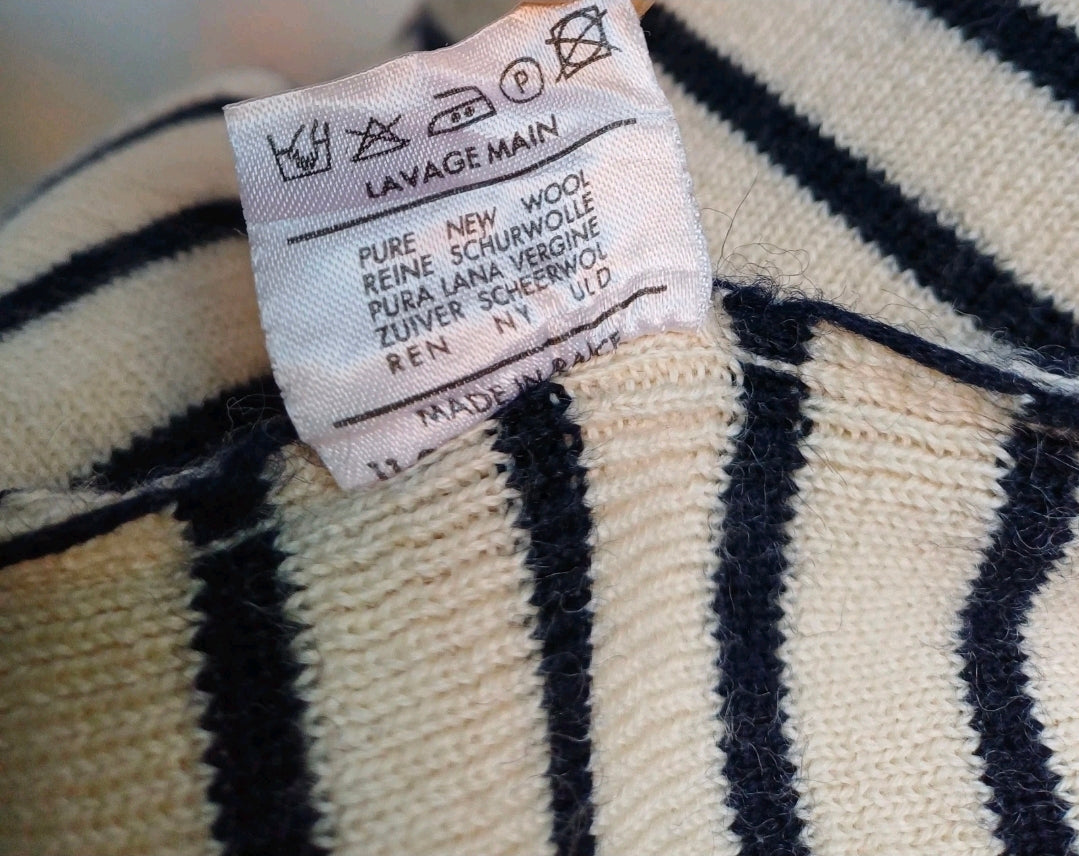 Saint James Wool Shoulder Button Pullover Sweater Striped Jumper Size 56/Mens XL