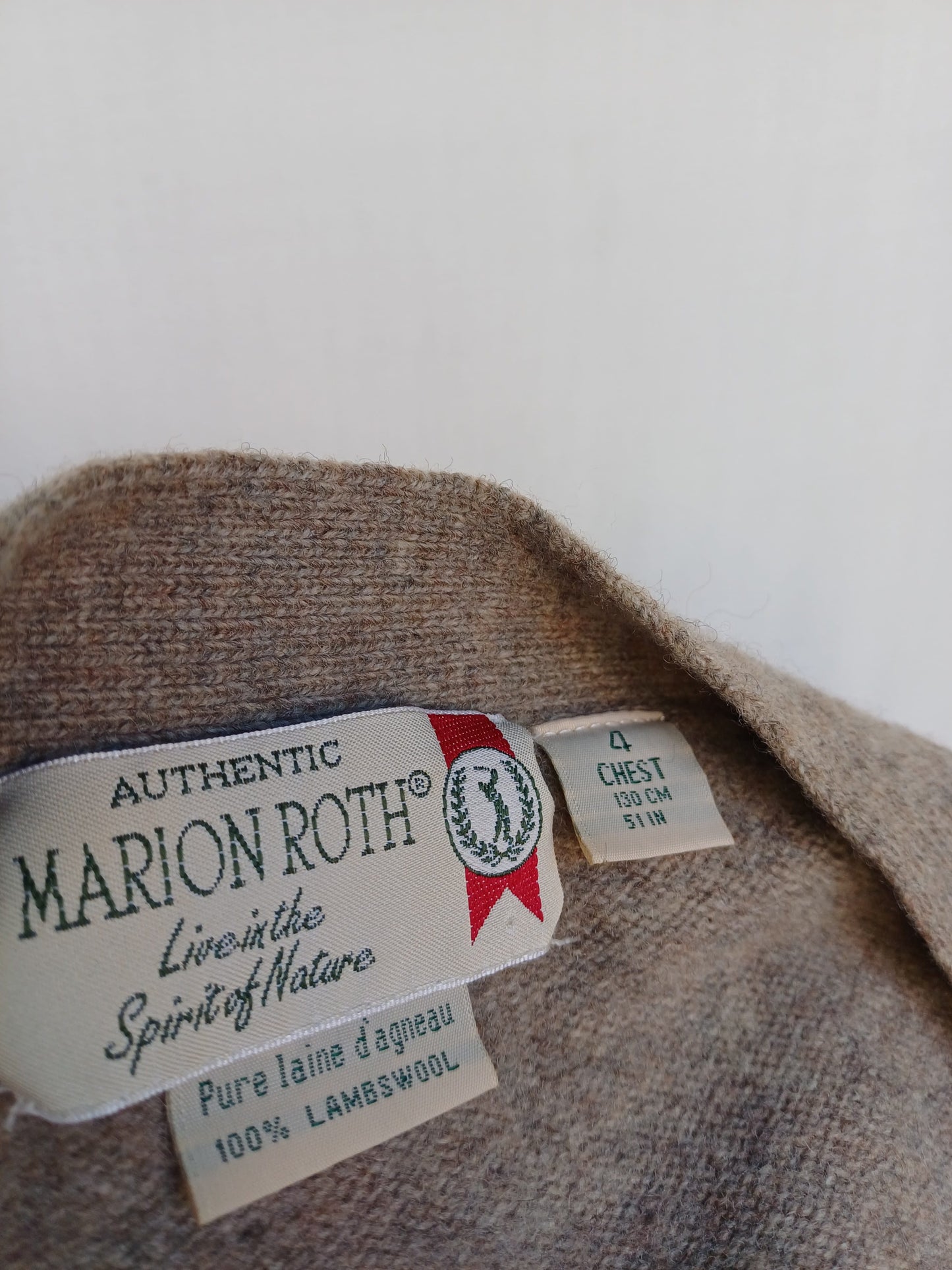 Vintage Marion Roth Pure Lambswool Button Cardigan Sweater Mens XL