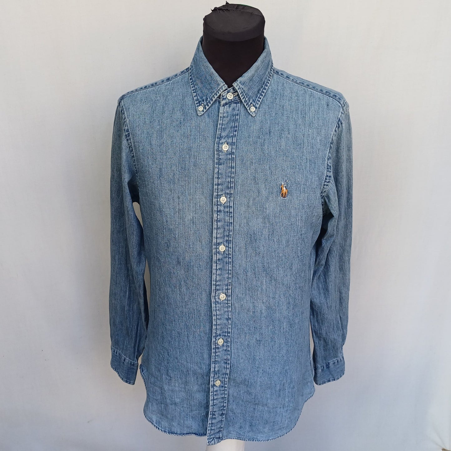 Polo Ralph Lauren Slim Fit 100% Cotton Denim Button Down Shirt Mens S