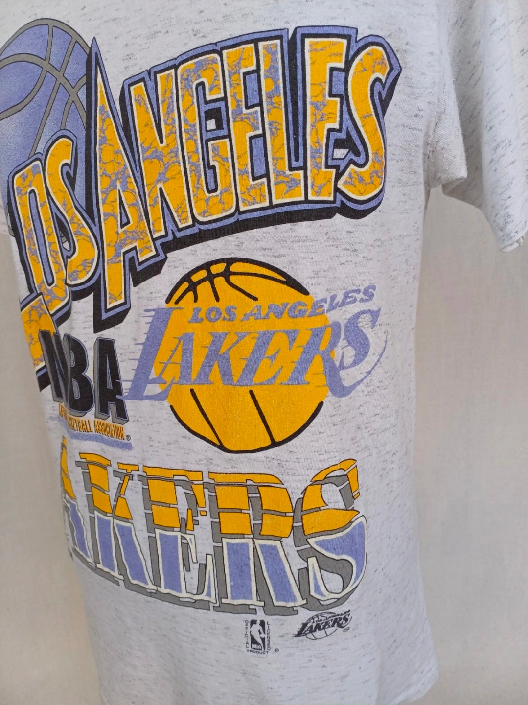 Vintage Trench Los Angeles Lakers Print Short Sleeve T-Shirt Crewneck Mens L