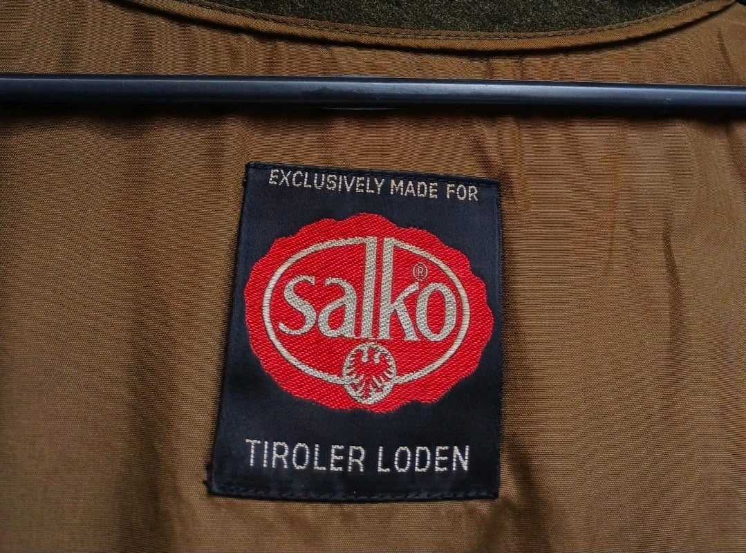 Salko Tiroler Loden Tartan Lining Mens Wool Button Coat Overcoat EU 50/US 40