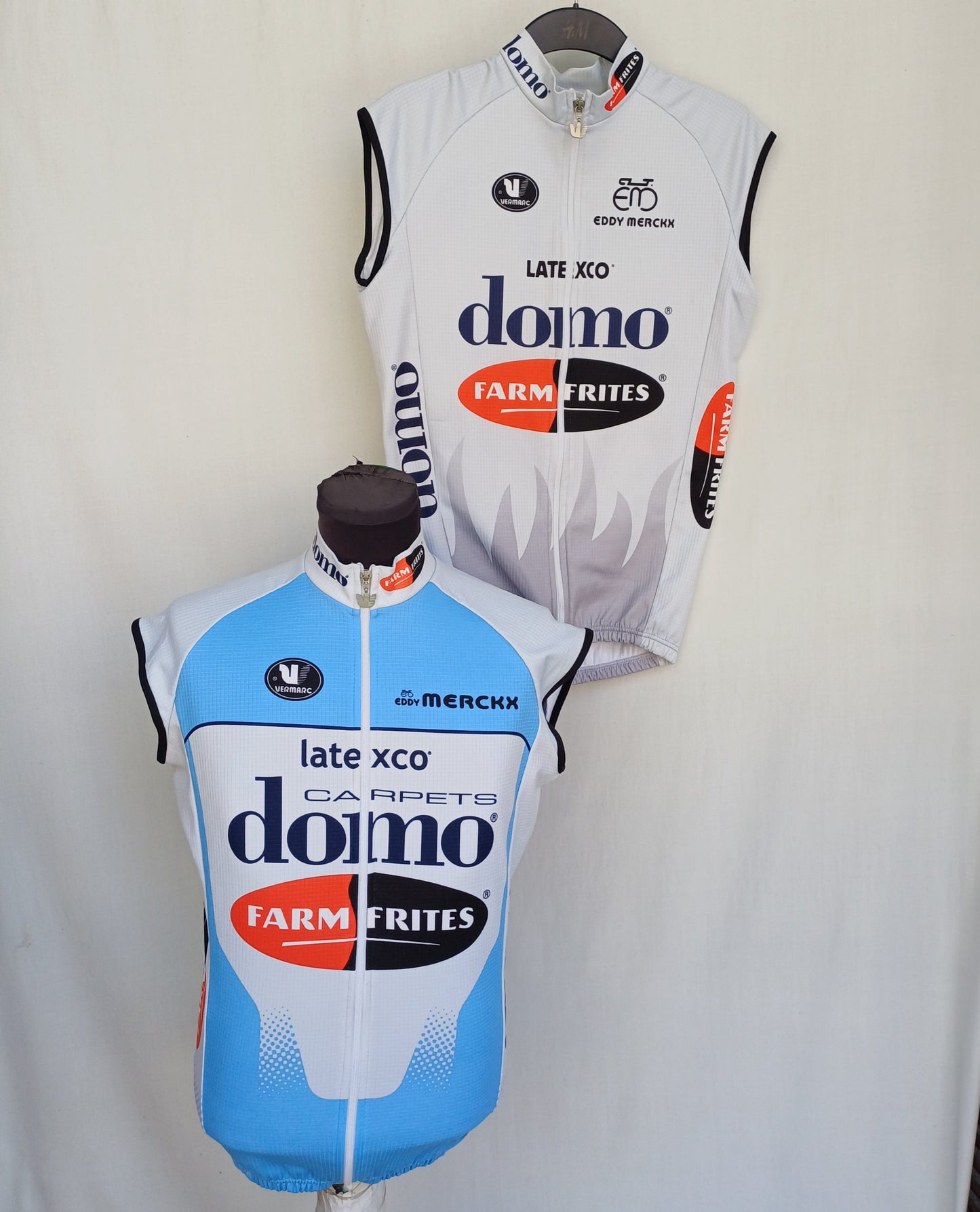 Lot Of 2 Dolo Farm Frites Eddy Merckx Team Vermarc Full Zip Cycling Vest Gilet Mens S