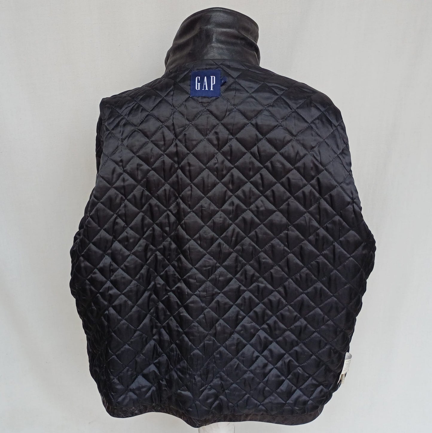 Vintage GAP Padded Quilted Lining Leather Jacket Mens L