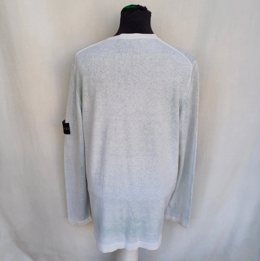 Stone Island Crew Neck Cotton Pullover Sweatshirt Jumper White Mens 2XL