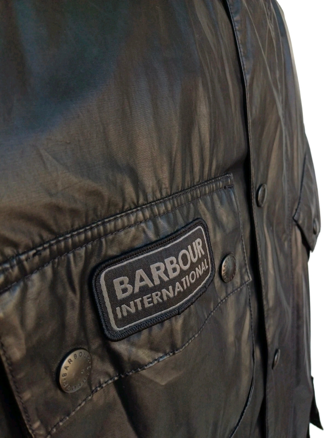 Barbour T1149 Carbon Finish International Jacket Zip/Snap Coat Mens M