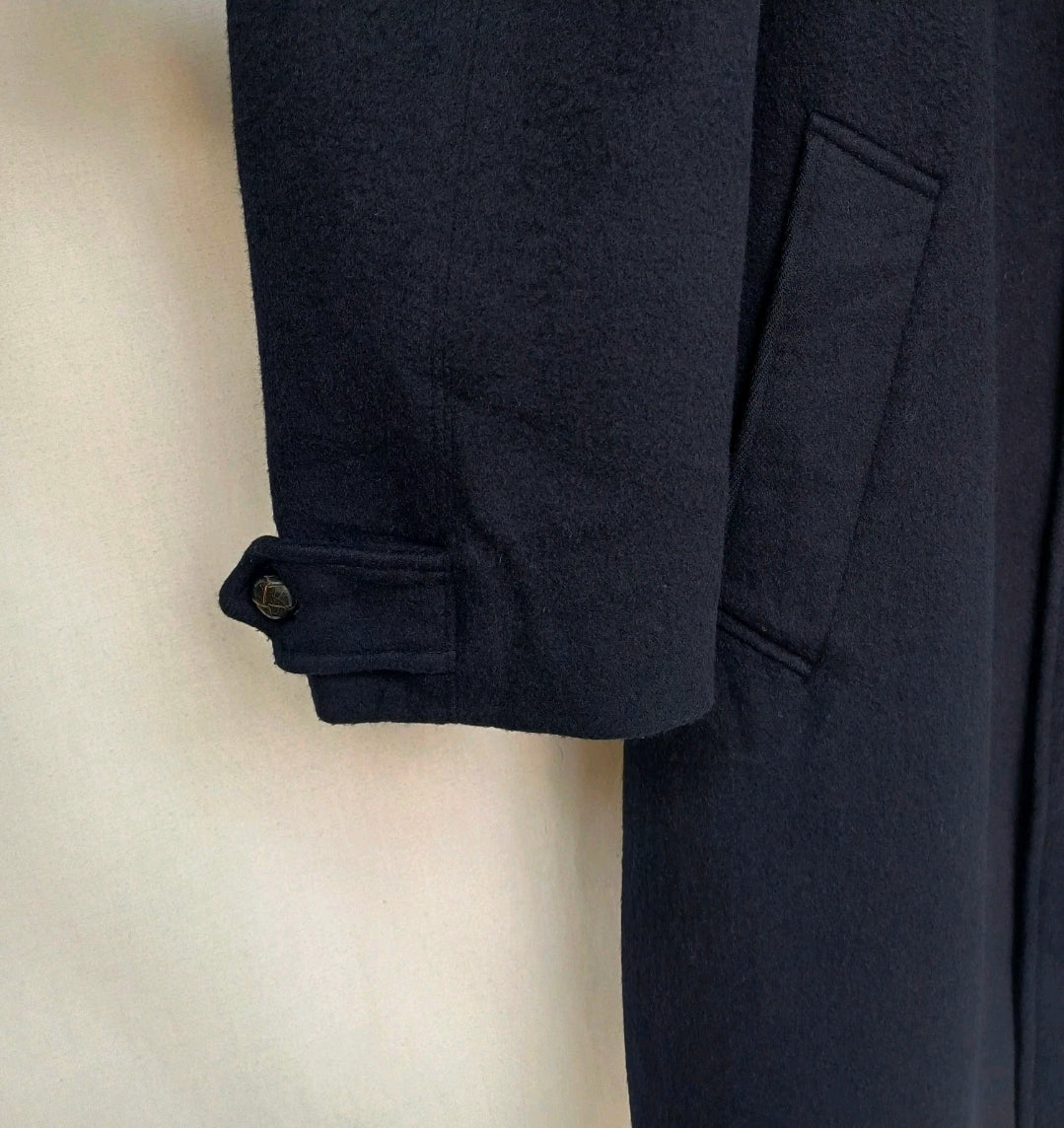 Vintage Herno Mens Wool Button Coat Long Navy Blue Overcoat EU 46/Mens S