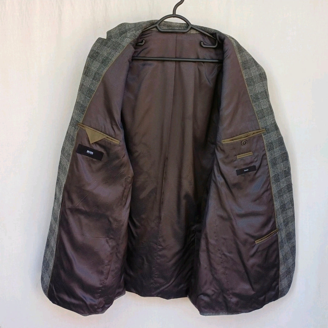 New Without Tags Hugo Boss "The Smith5" Wool Check Mens Button Blazer Jacket US 42 Long