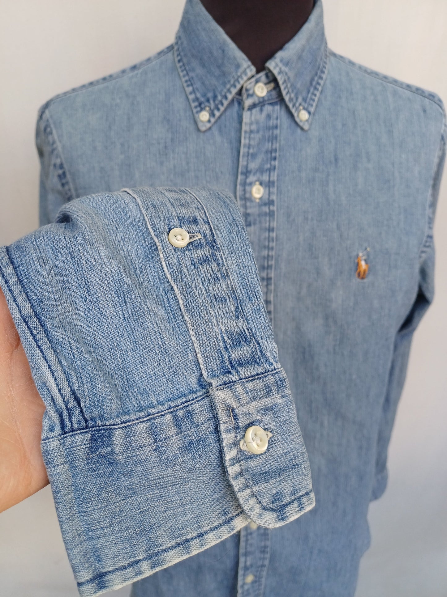 Polo Ralph Lauren Slim Fit 100% Cotton Denim Button Down Shirt Mens S