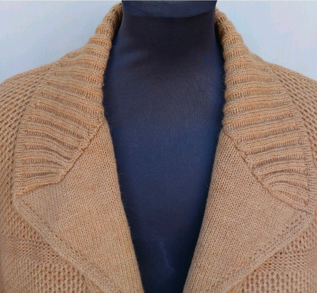 Vintage Richard Paris Grand Camel Hair/Wool Knit Button Cardigan Mens XL