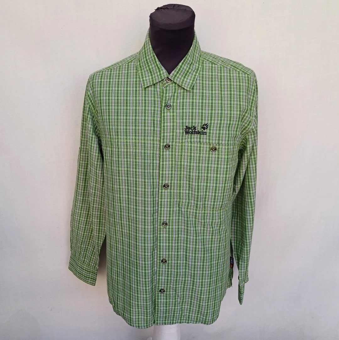 Jack Wolfskin QMC Plaid Outdoor button-UP Long Sleeve shirt Mens S