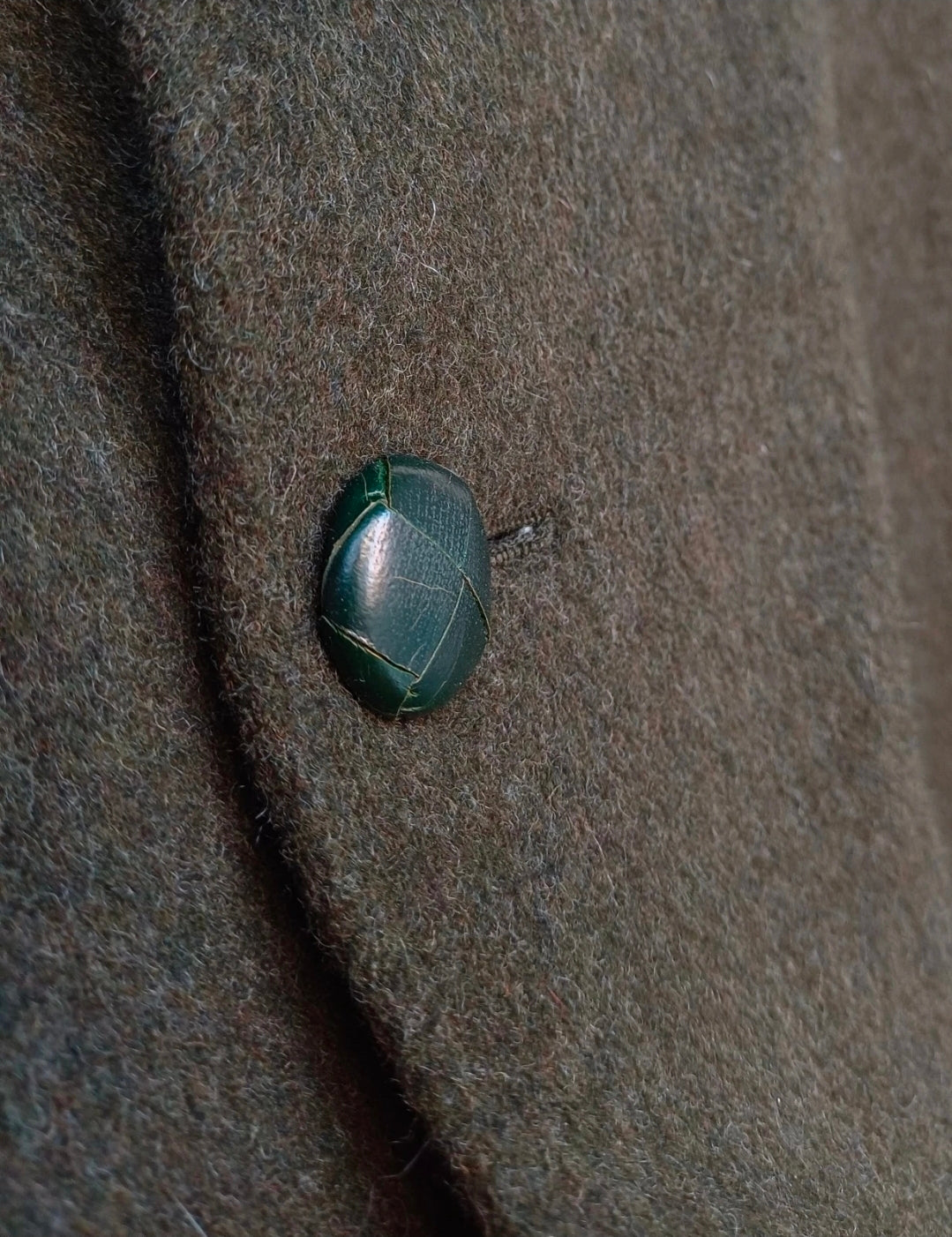 Vintage Alpen Loden Impragniert Mens Wool Button Coat Overcoat Size EU 48