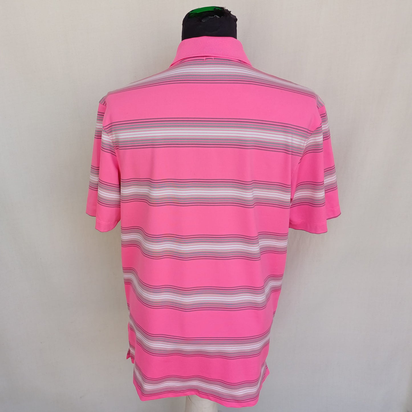 Nike Dri-Fit Button Striped Golf Performance Polo Shirt Mens M