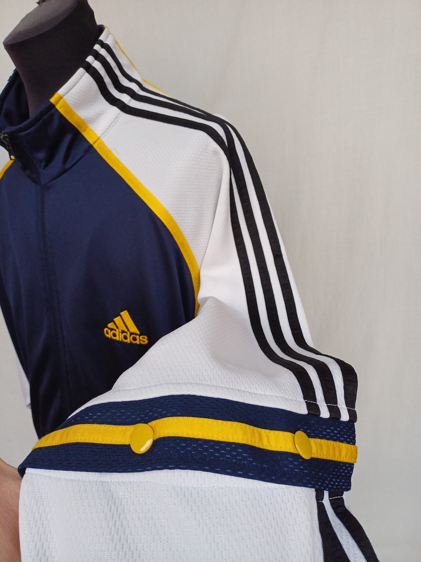 Vintage 90s Adidas Removable Sleeve Track Top Jacket Striped Mens L/XL