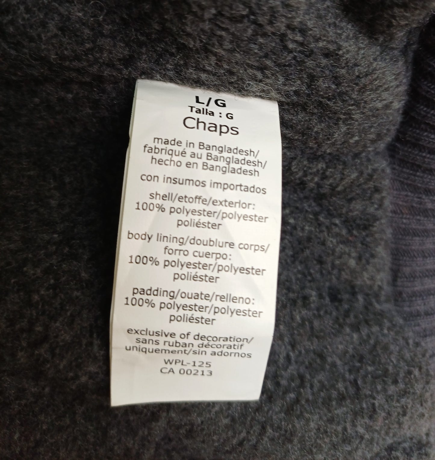 New Without Tags Chaps Ralph Lauren Full Zip Fleece Lined Vest Mens  L