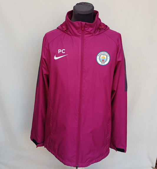 Manchester City 2017/18 Nike Player Issue Hooded Rain Jacket Coat Mens L