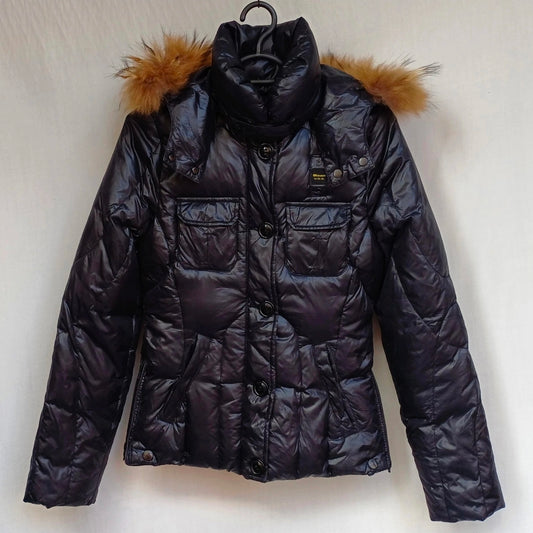 Blauer USA Womens Zip/Button Raccoon Fur Quilted Down Puffer Jacket Size XS