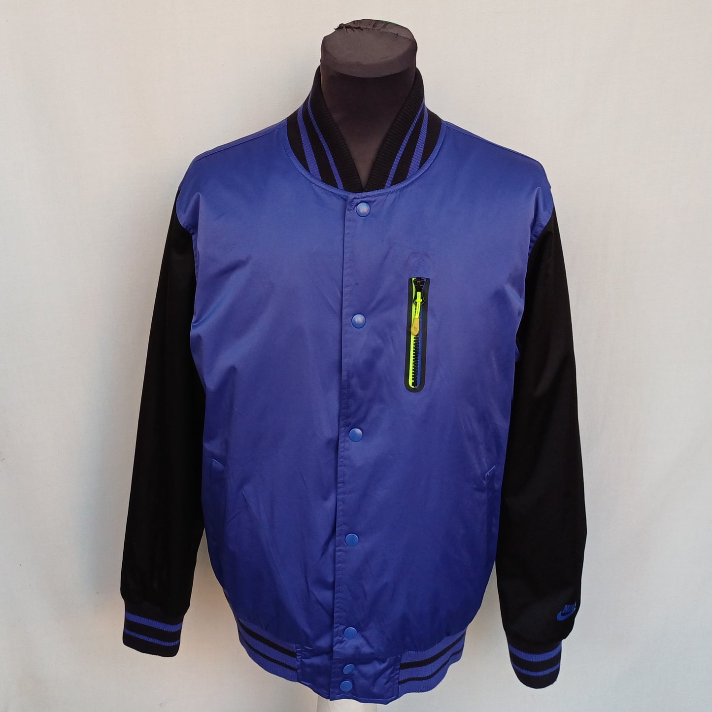 Nike Neon Lining Button Varsity Jacket Mens L