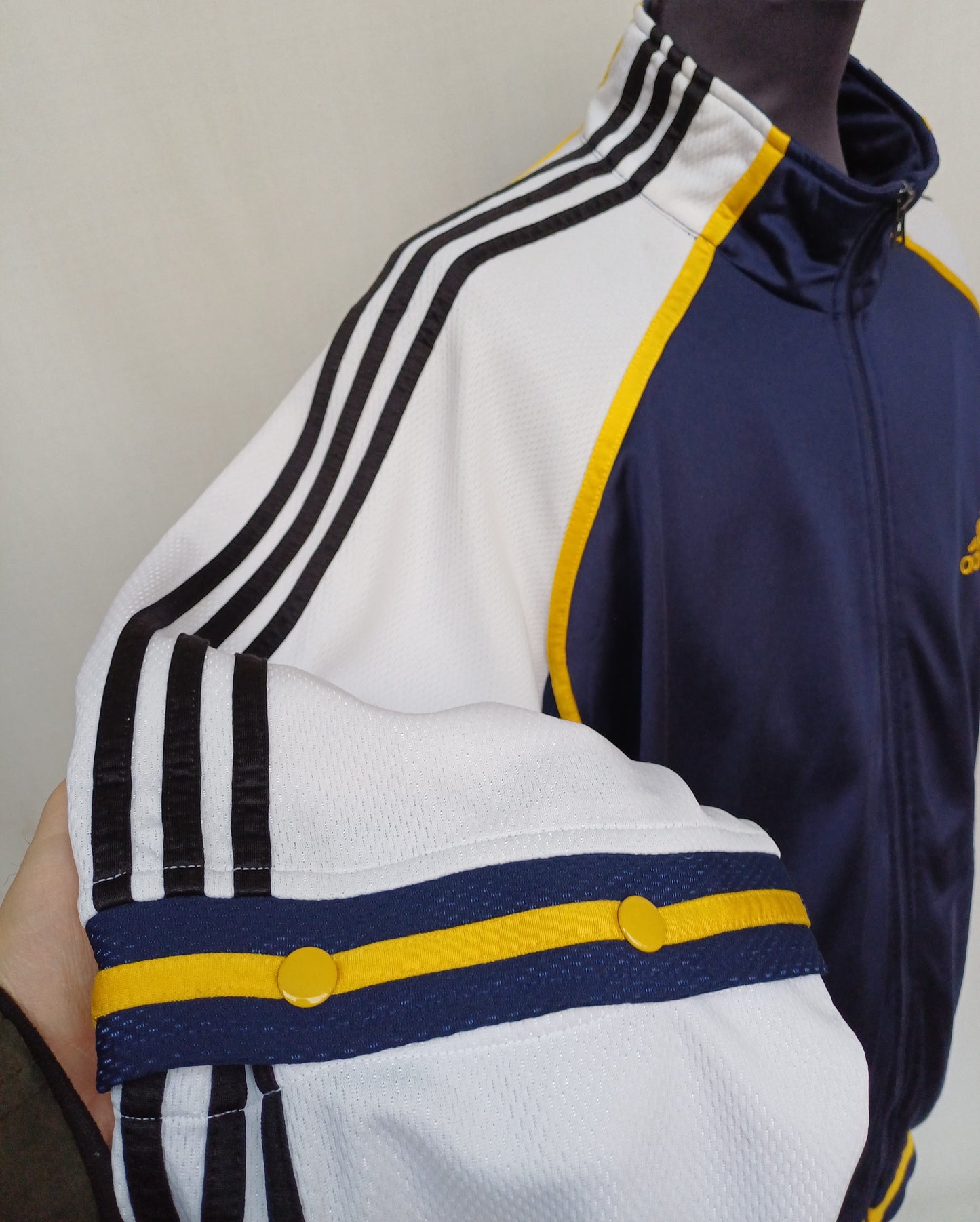 Vintage 90s Adidas Removable Sleeve Track Top Jacket Striped Mens L/XL