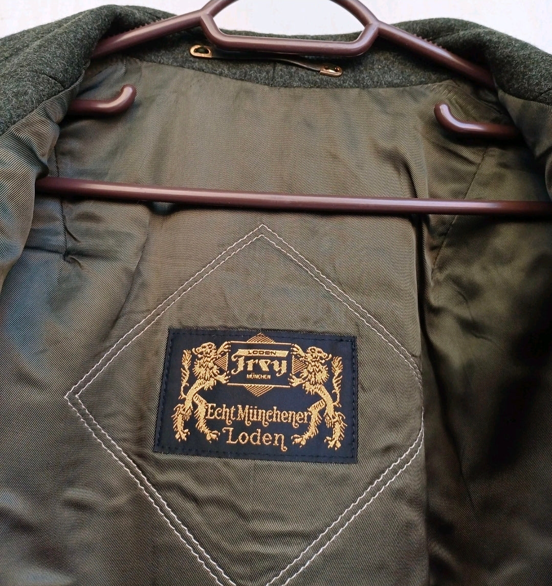 Lodenfrey Munchen Loden Mens Wool Button Coat Overcoat Size EU 52