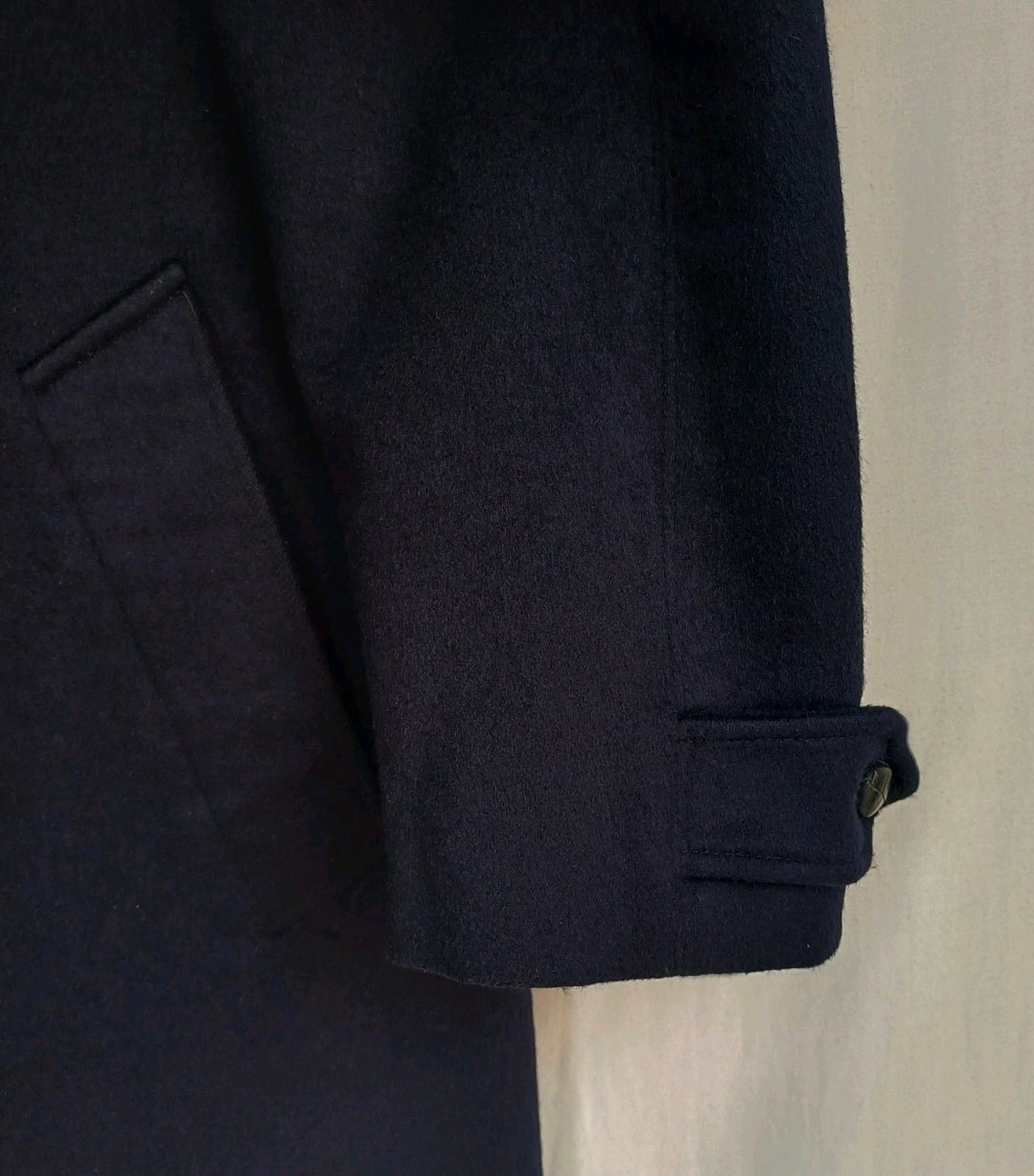 Vintage Herno Mens Wool Button Coat Long Navy Blue Overcoat EU 46/Mens S