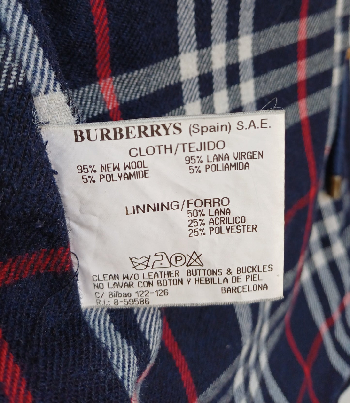 Vintage Burberrys Nova Check Lining Mens Wool Coat Overcoat Size EU 48