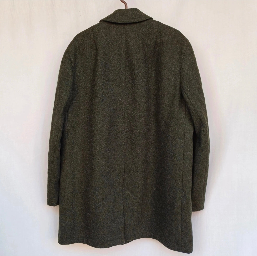 Lodenfrey Munchen Loden Mens Wool Button Coat Overcoat Size EU 52