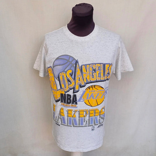 Vintage Trench Los Angeles Lakers Print Short Sleeve T-Shirt Crewneck Mens L