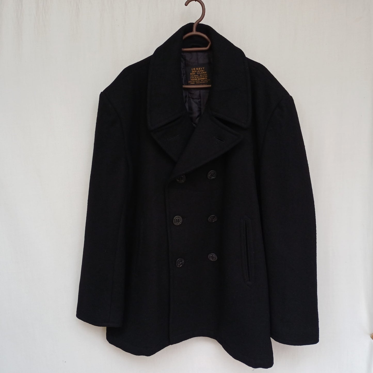 Fostex US Navy Quilted Lining Mens Wool Button Deck Jacket Coat Size XL