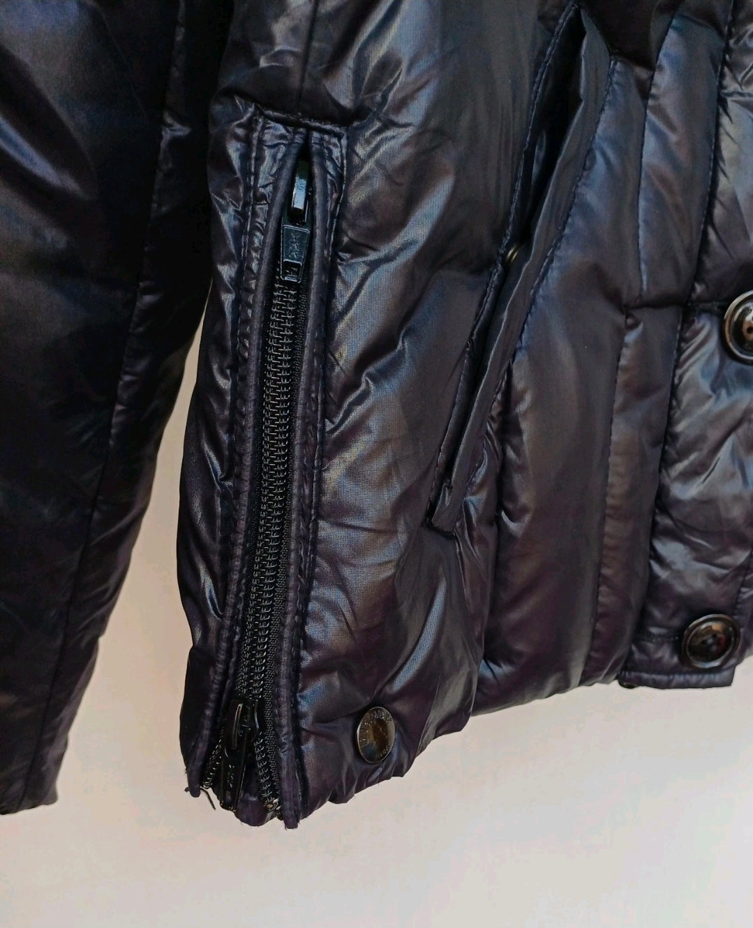 Blauer USA Womens Zip/Button Raccoon Fur Quilted Down Puffer Jacket Size XS