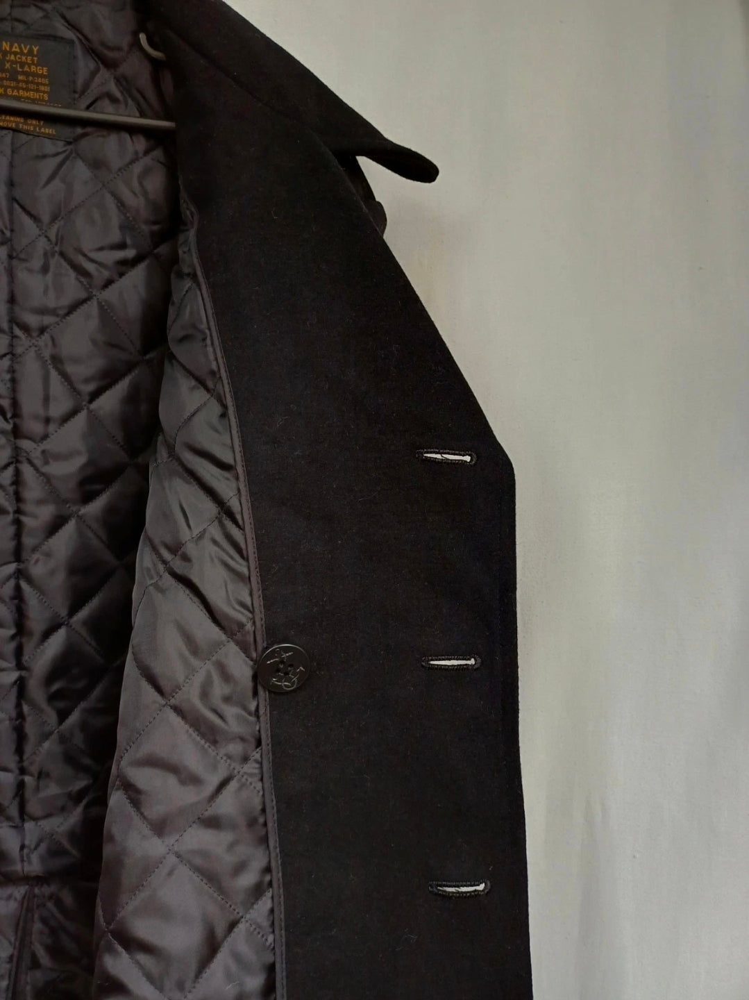 Fostex US Navy Quilted Lining Mens Wool Button Deck Jacket Coat Size XL