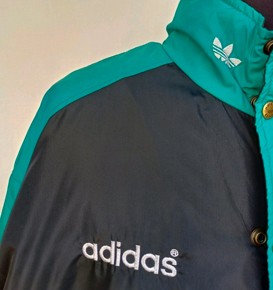 Vintage 90s Adidas Bench Coat Long Padded Jacket Mens XL
