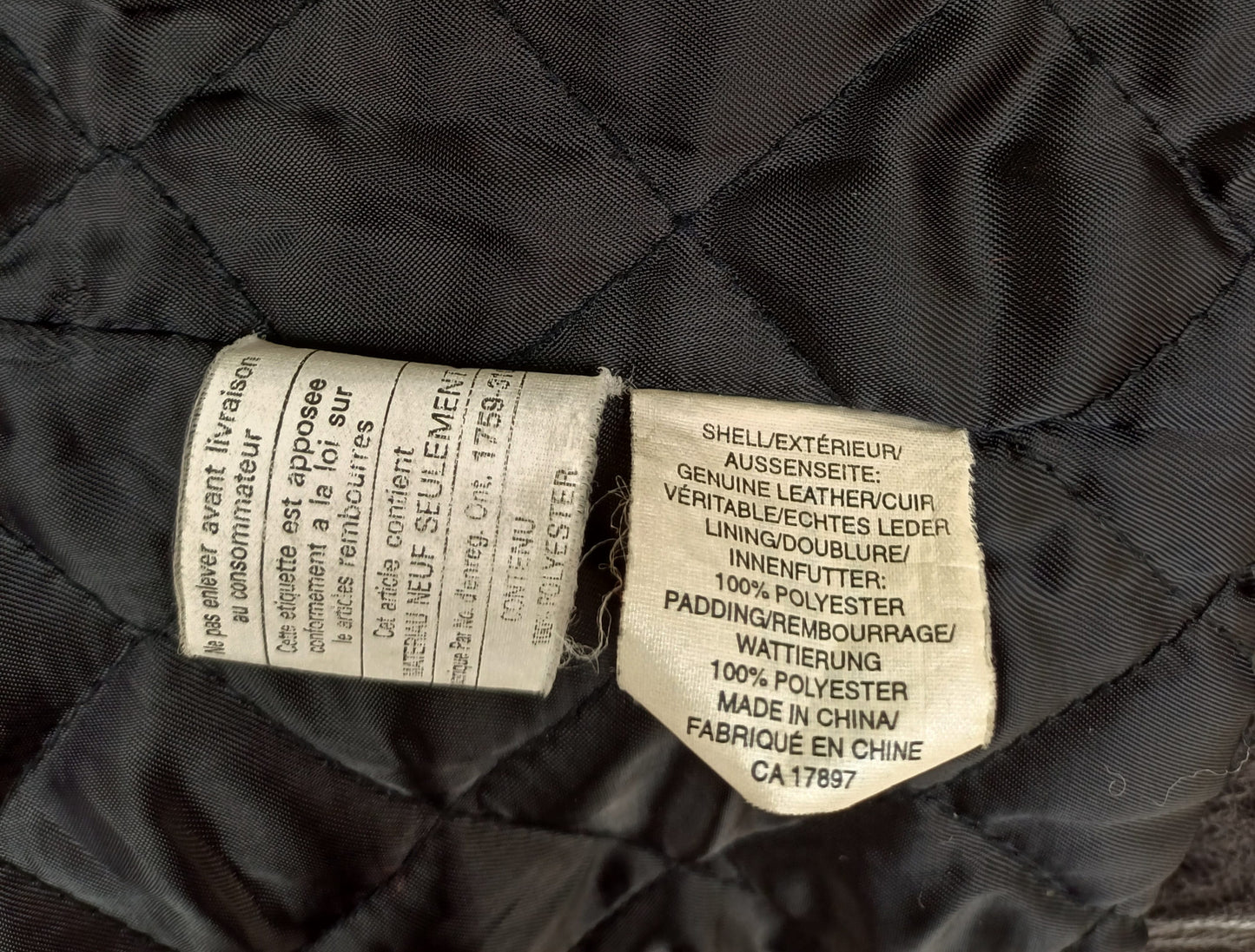 Vintage GAP Padded Quilted Lining Leather Jacket Mens L