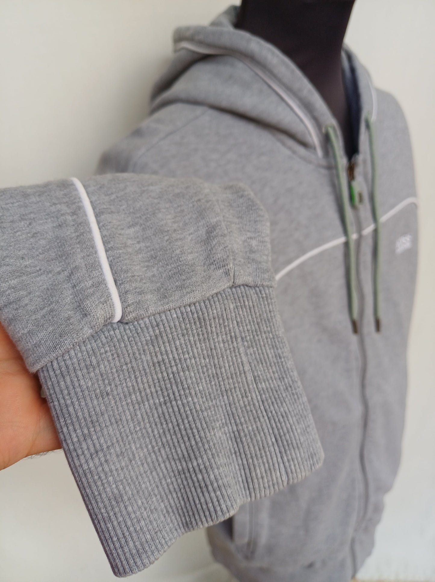 Hugo Boss Zip Cotton Pullover Hoodie Mens L/Fits M