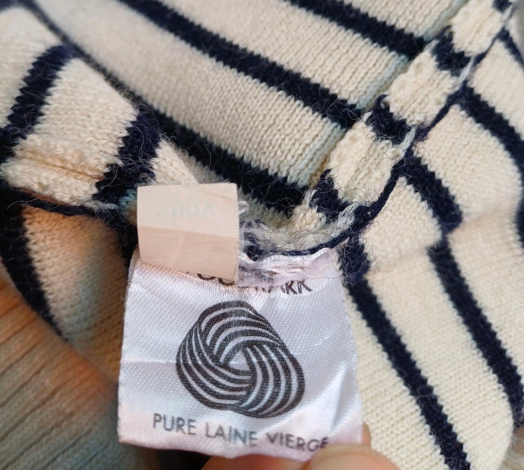 Saint James Wool Shoulder Button Pullover Sweater Striped Jumper Size 56/Mens XL