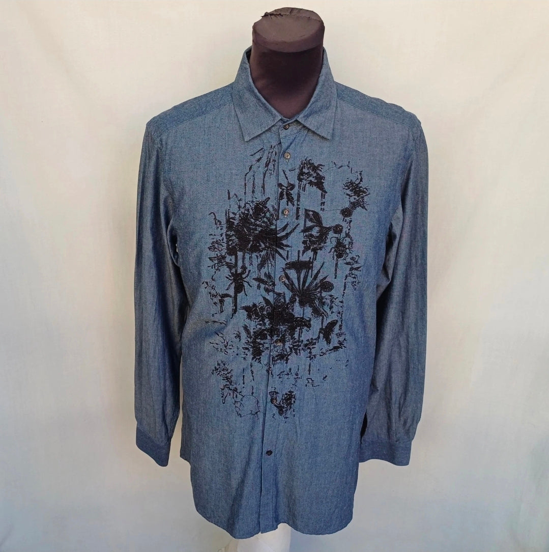 Diesel Black Gold 100% Cotton Button-Up Shirt Size Mens 48