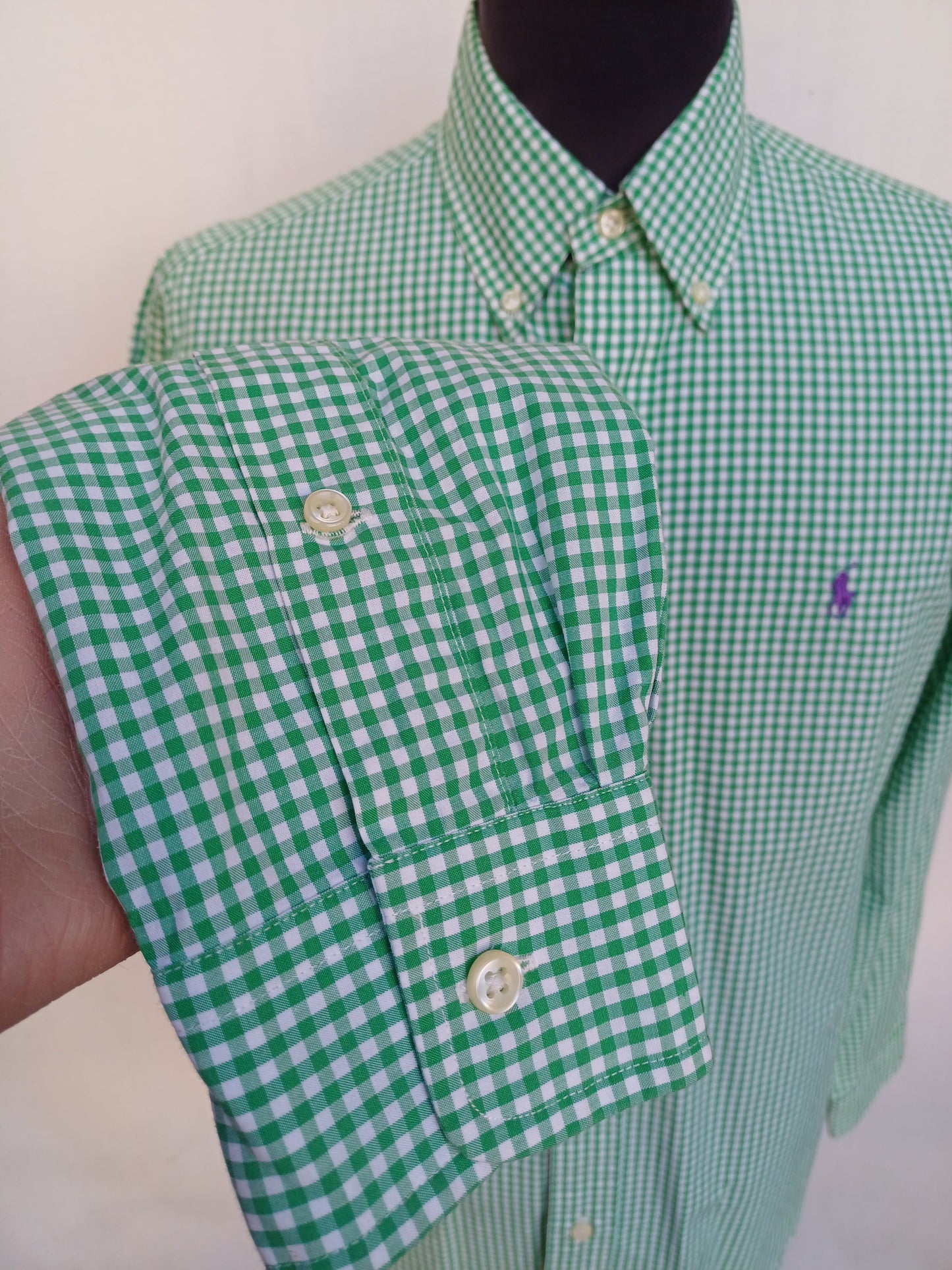 Ralph Lauren Custom Fit button Down Check Shirt Mens S