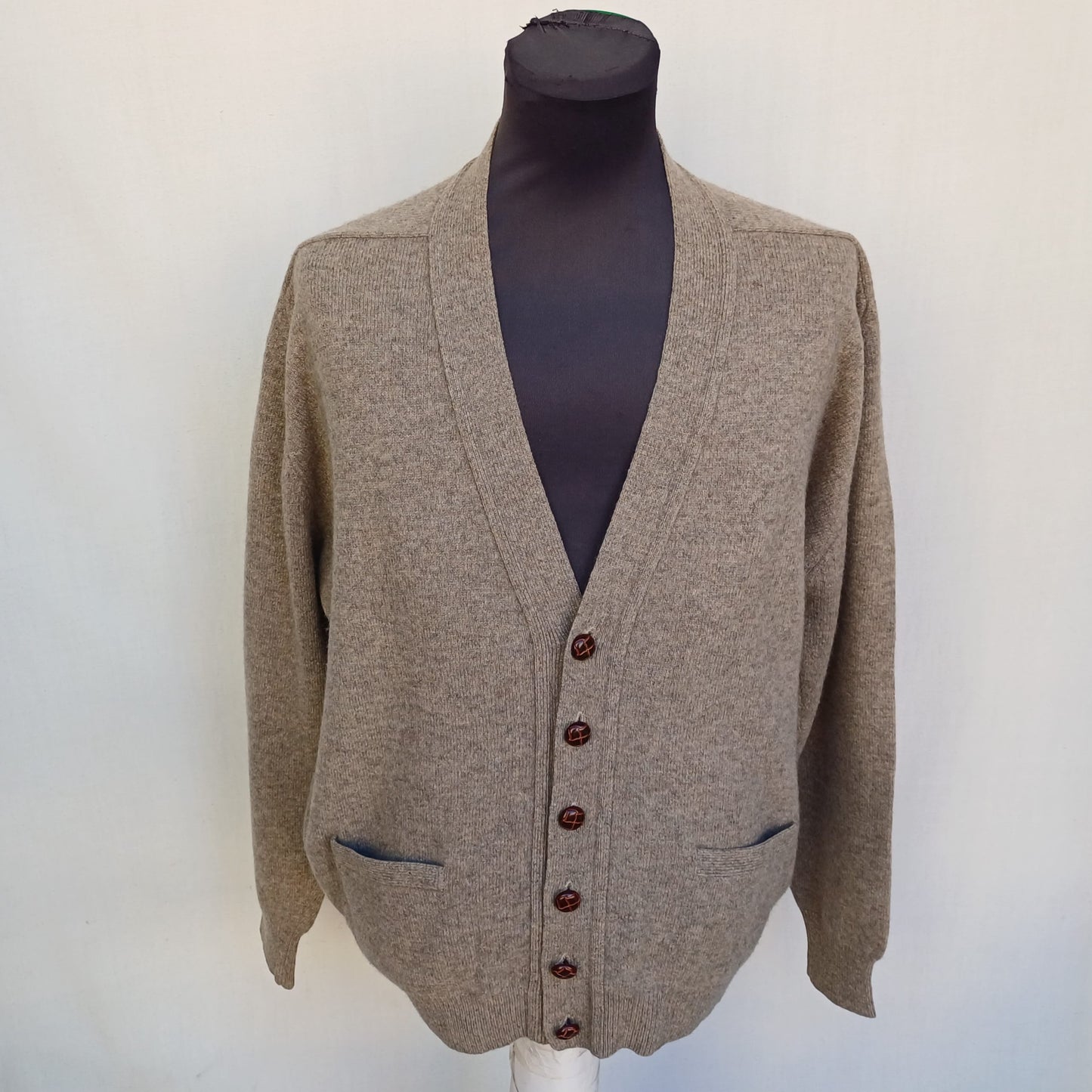 Vintage Marion Roth Pure Lambswool Button Cardigan Sweater Mens XL