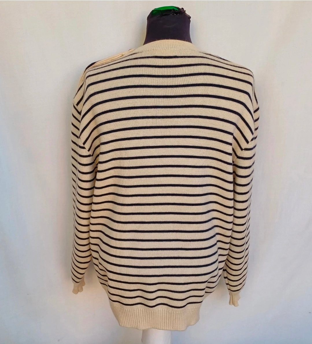 Saint James Wool Shoulder Button Pullover Sweater Striped Jumper Size 56/Mens XL
