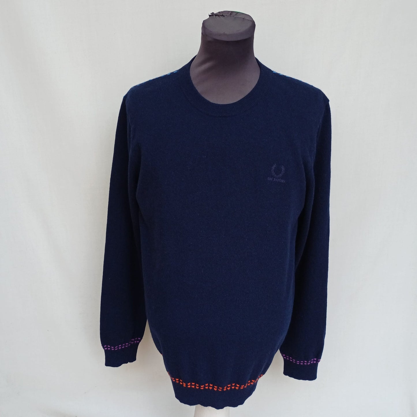 Fred Perry X Raf Simons Wool Crew Neck Sweater Jumper Size 40/Mens M/L